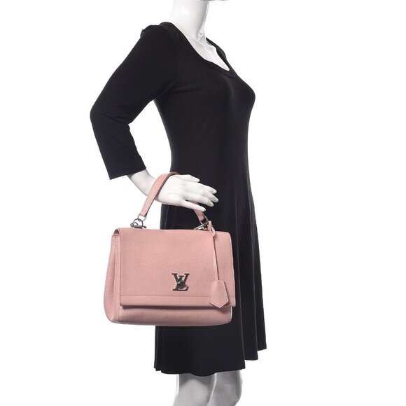 Authentic Louis Vuitton Soft Calfskin Lockme Top Handle Rose Ballerine Pink Bag - Picture 3 of 13